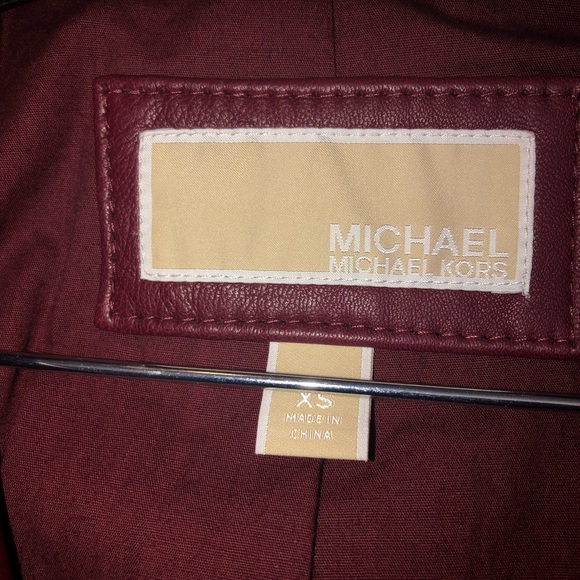 Michael Kors Burgundy Asymmetrical Leather Jacket - Picture 4 of 4